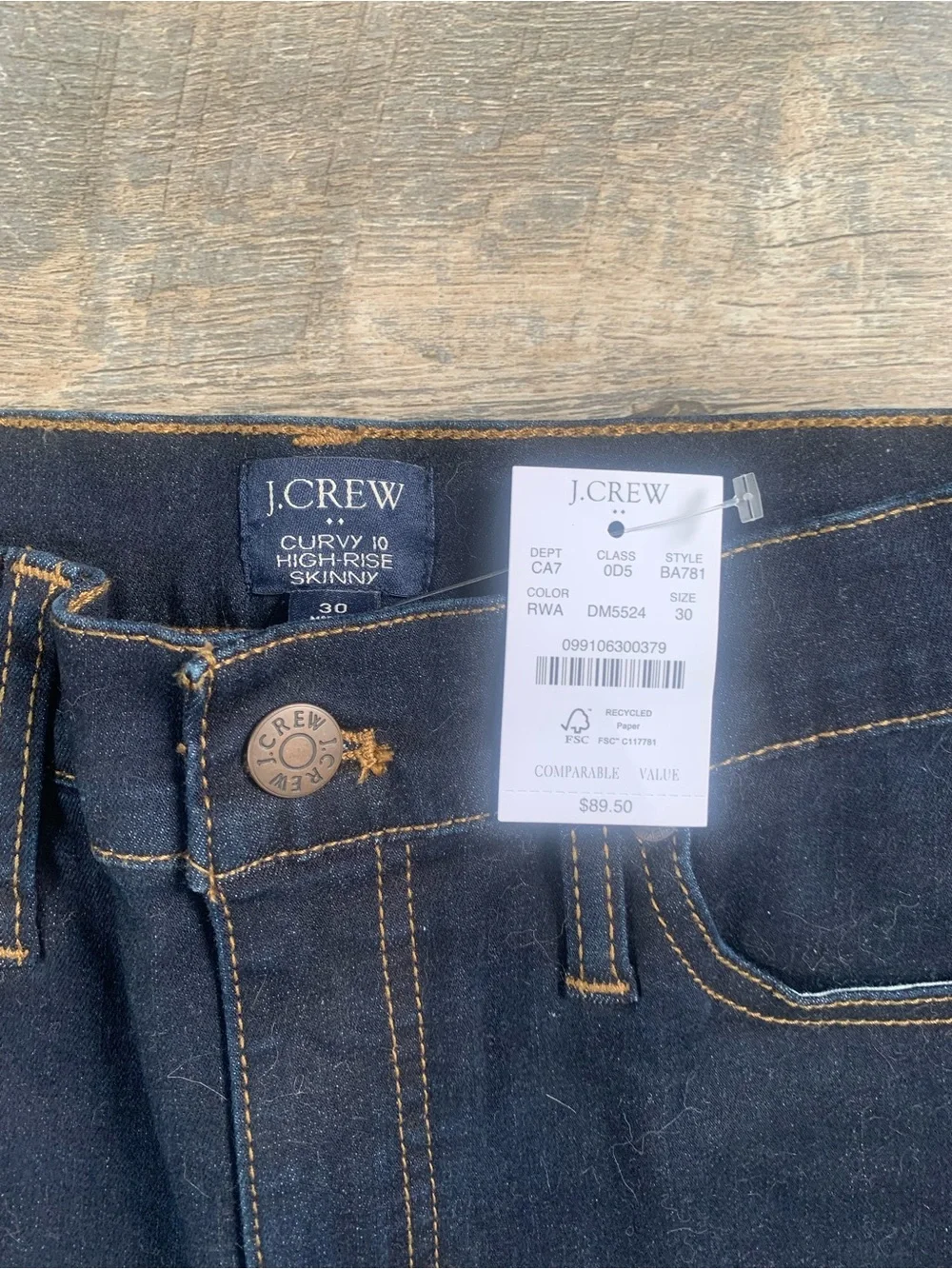 J. Crew Straight Leg Woman’s Emo Dark Indigo Skinny Jeans